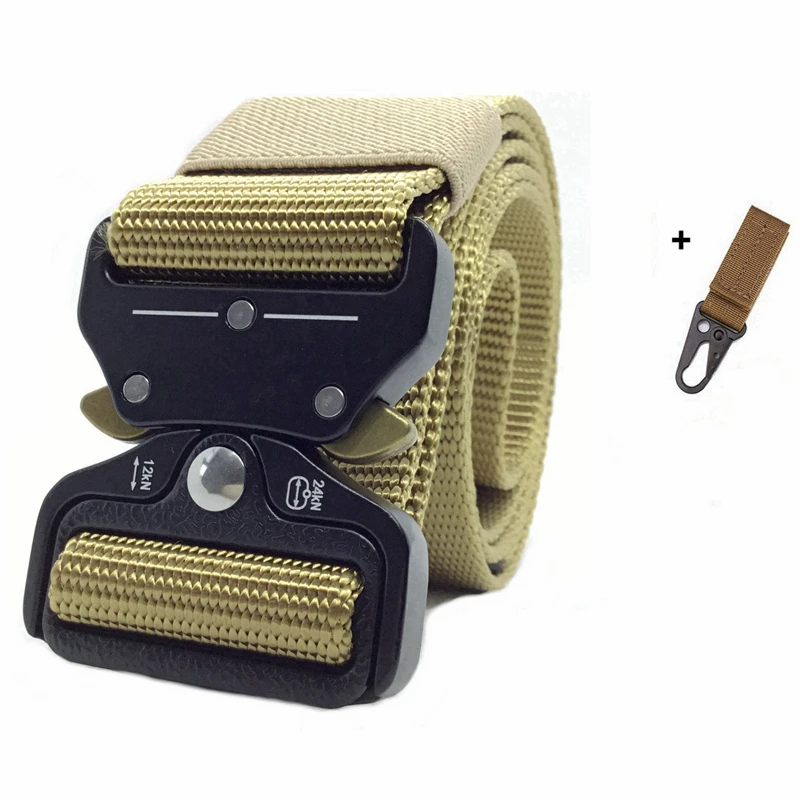 K Belt and 1 hook Армейский брезентовый ремень тактическая металлическая пряжка поясной ремень высокое качество регулируемая длина черный джинсовый пояс в Военном Стиле мужские ремни - Цвет: K Belt and 1 hook