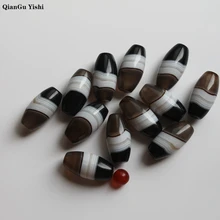 Стиль сокровище натурального тибетского дзи бусины для изготовления ювелирных изделий diy Овальные класса AAA, 15x30 мм, Отверстие: Приблизительно 2 мм