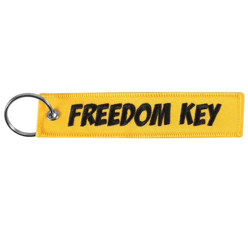 20-PCS-Wholesale-Freedom-Key-Chains-for-Cars-Yellow-Embroidery-Key-Ring-Chain-for-Aviation-Gifts