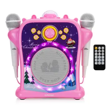 

EARISE T29 Karaoke Machine for Kids Girls with Voice Changer, Portable PA Bluetooth Speaker Singing Machine + 2 Wired Microphone