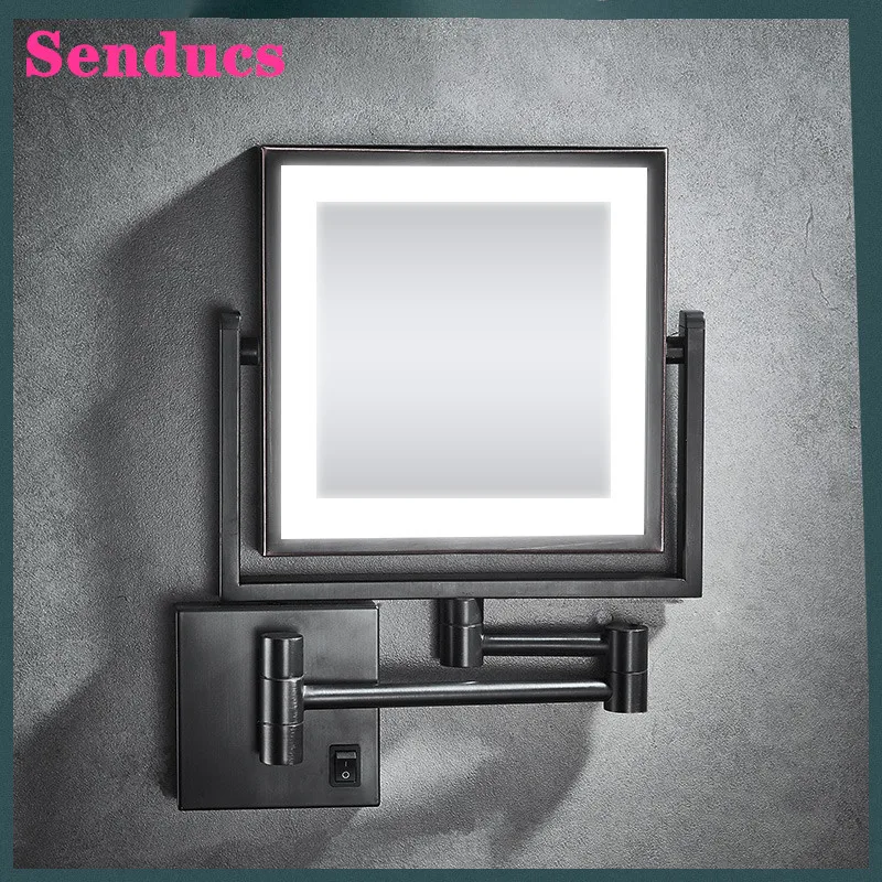 PROD 1005002273225974 LED Bathroom Mirrors Matte Black Bath Mirror with
8 Inch Magnifying Makeup Mirrors Bathroom Accessories Light Bath Mirrors
