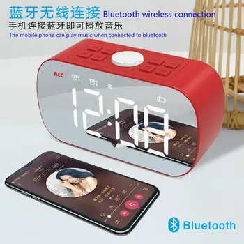 

J16 Double Speaker Alarm Clock Clock Gift Fashion Creative Mirror Bluetooth Speaker Cute Alarm Clock Alarm Clock
