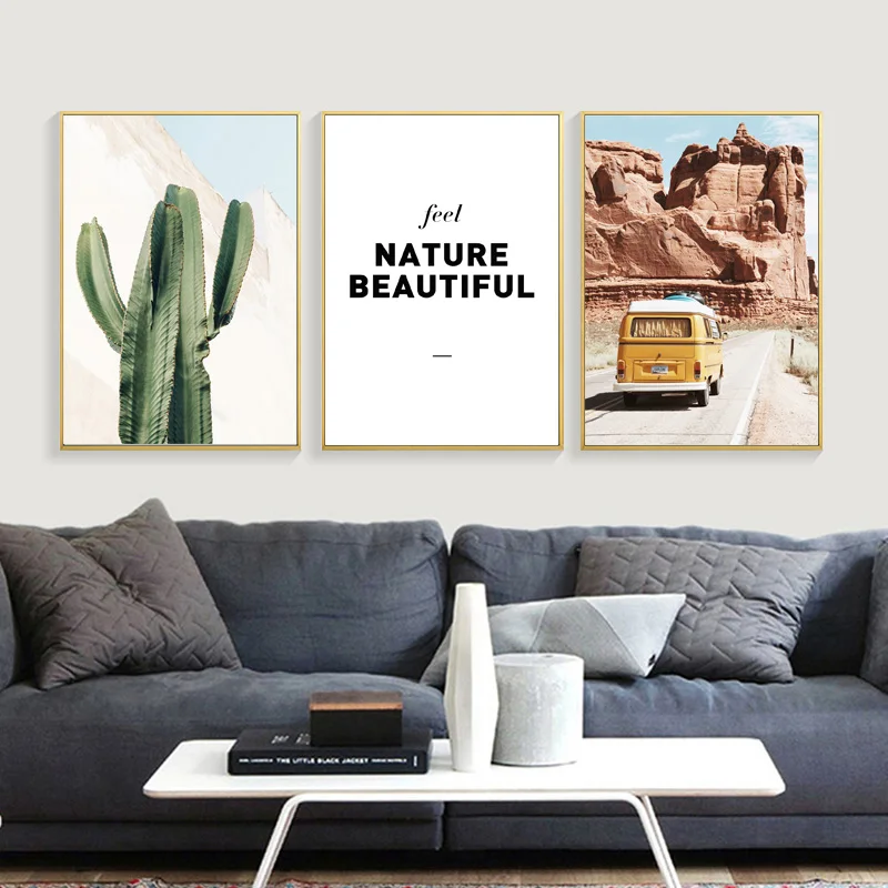 

Cactus Posters And Prints Nordic Poster Art Print Gobi Landscape Canvas Painting Car Wall Pictures For Living Room Deco Maison