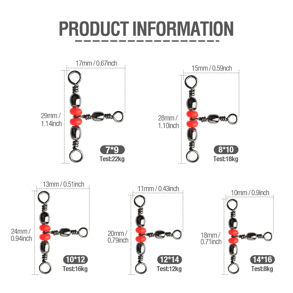 DONQL 50 шт./кор. Трехходовой вращающийся красные бусины рыболовный прокатный вращательное соединение Разъем три вилки вращающиеся рыболовные снасти аксессуары