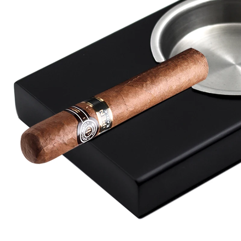 Cuba Cigar портативный деревянный Toble для офисного и домашнего использования черная металлическая пепельница для сигар дубовый деревянный держатель 2 подставки для сигарет Пепельница для сигар