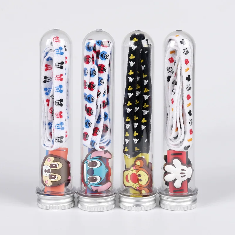 

1Pairs Cartoon Shoelace Noble Round Tube Packaging Print SHOELACES Kids Sneakers White Children Shoes Lace Flat Shoelace