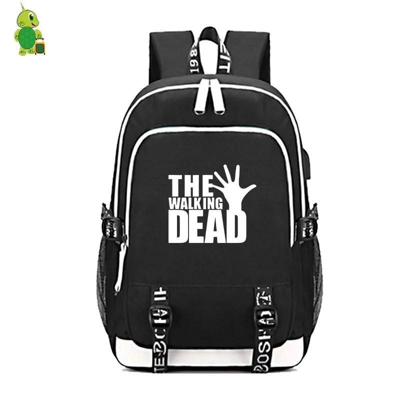 4 The Walking Dead рюкзак с отражающими вставками usb зарядка Рюкзак для ноутбука для подростков девочек мальчиков школьные сумки многофункциональный дорожный рюкзак - Цвет: 4