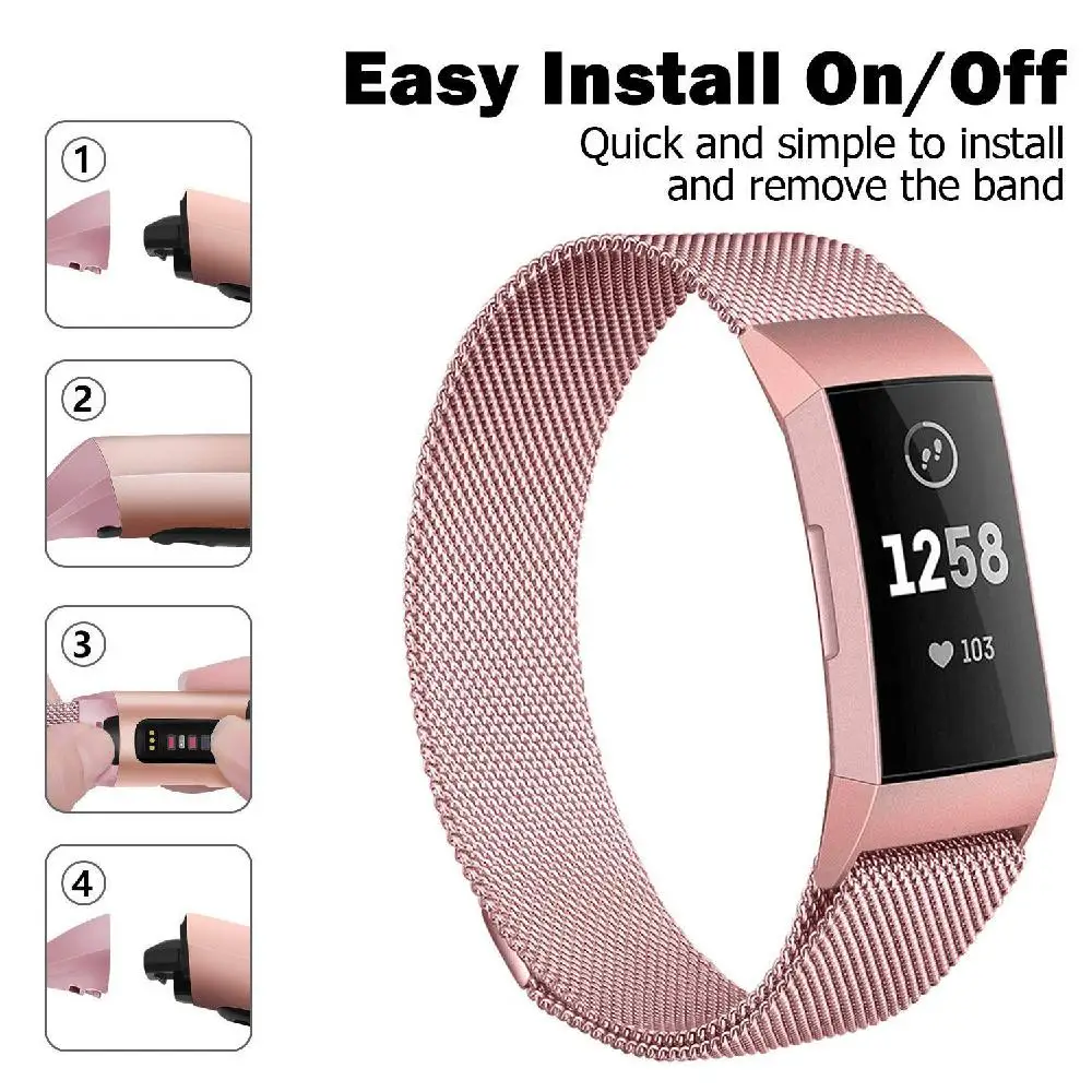 Fitbit Charge 3 ремешок металлический ремешок Безвинтовой Stainlessn магнитный браслет ремешок для Fitbit Charge3 браслеты сменный ремешок