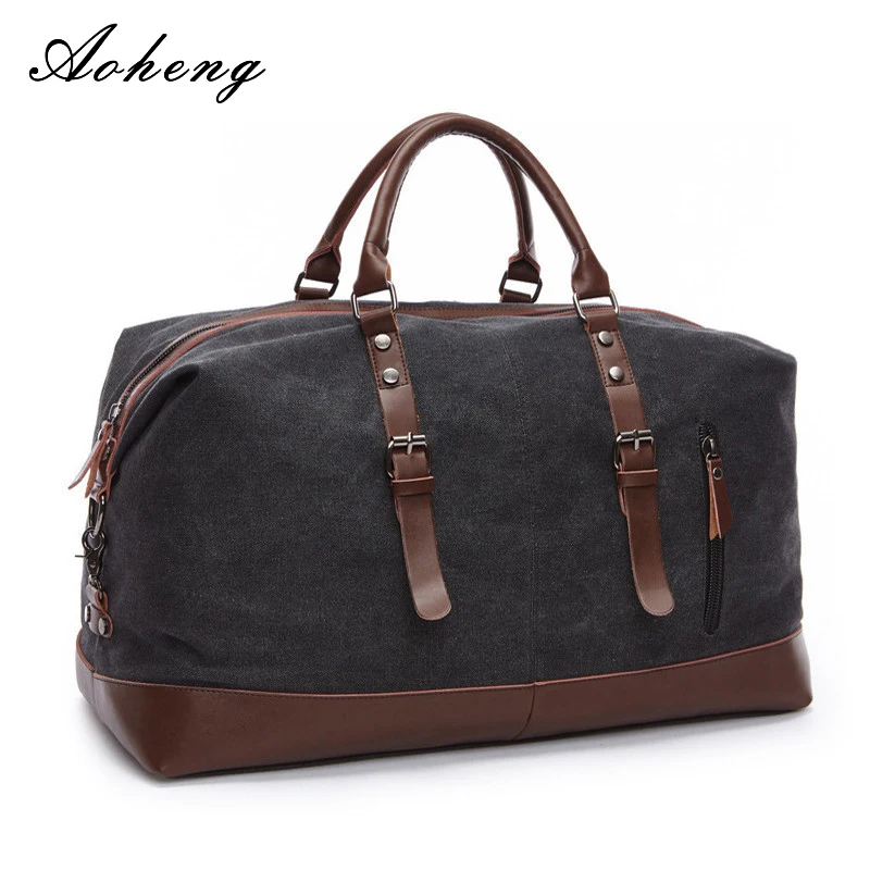 Canvas Lederen Mannen Reistassen Handbagage Tas Plunjezakken Reizen Tote Grote Weekend Bag Overnight Mannelijke handtas | Багаж и сумки