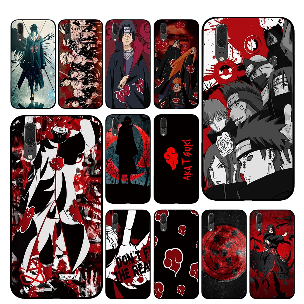

Anime Naruto Akatsuki Coque Black Phone Case for Huawei P30 P20 Mate 10 20 Pro Lite Nova 3 4 3i Cover