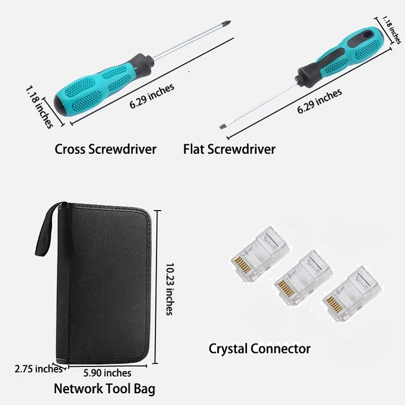 Network Cable Tester Tool Lan UTP Screwdriver Wire Stripper RJ45 Connector Computer Network Crimping Pliers Tool Kit Set