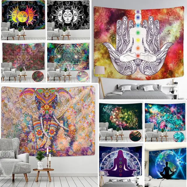 Indian Mandala Elephant Wall Art Hanging Tapestry