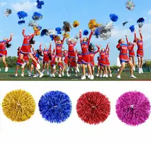 Par de pompoms de plástico com cabo duplo, pompons decorativos de metal, bolinhas cheerleading, decorador esportivo, 1 peça fonte de fornecimento