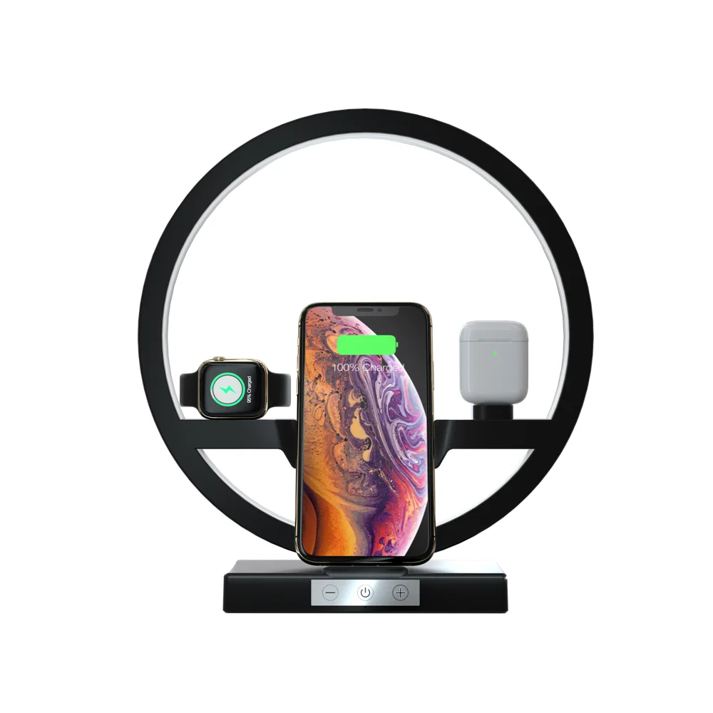  Touch Table Desk Lamp 3 in 1 Qi Wireless Charger 10W For iPhone Samsung Charger Dock Holder Stand F