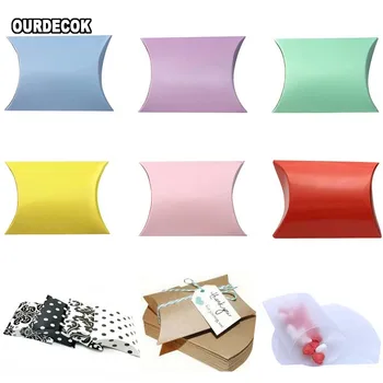 

100Pieces/lot Pillow Shape Candy Boxes Paper PVC Wedding Favor Gift Box Party Wholesales Pillow boxes cajas de regalo