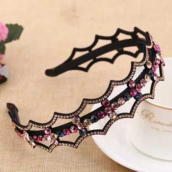 

New European and American Exquisite Hair Accessories Fashion Hollow Wave Shape Hair Hoop Simple Inlay Crystal Headband Women