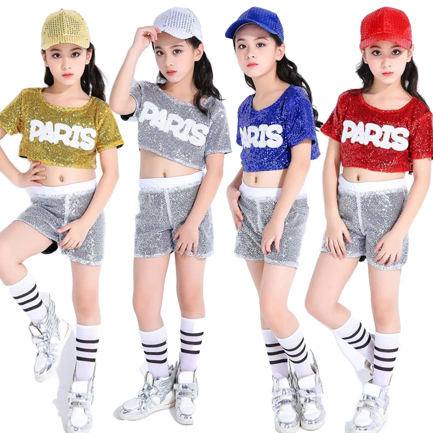 School Student Girls Cheerleader Costumes Sequin Shining Short Vest Clothing Set with Cap Jazz Dance Team Wear Unfiorm | Тематическая