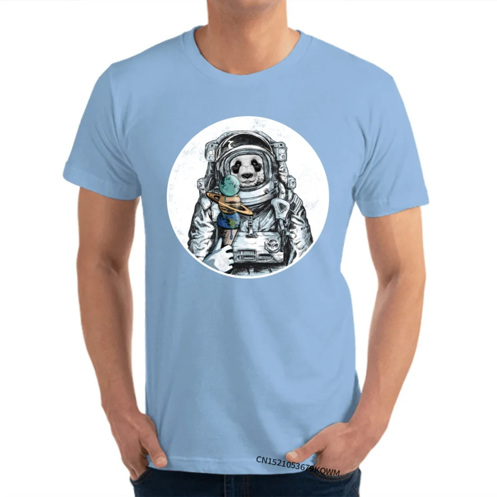 Cool 2018 Discount Short Sleeve Summer T-shirts 100% Cotton Round Collar Mens Tops T Shirt Casual Tops & Tees Summer Panda Bear Astronaut Outer Space Planet Ice Cr light