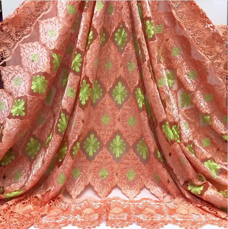 

fashionable tulle embroidery french net lace fabric David-9.4220 with beads for party dress