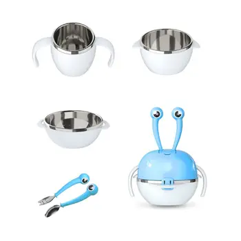 

7 Pcs Children’s Dinnerware Set Stainless Steel Infant Feeding Bowl Dish Spoon 40JC