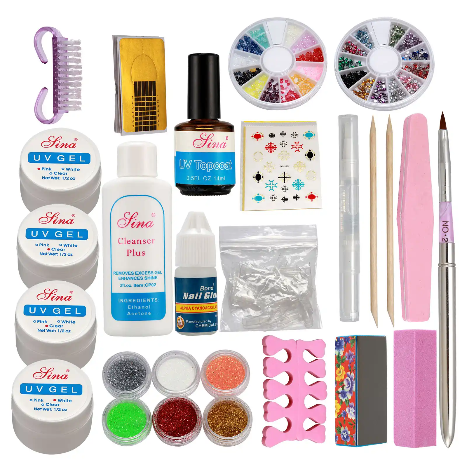 100 Akryl Glitter Powder Glue File Francuski Zel Uv Do Dekoracji