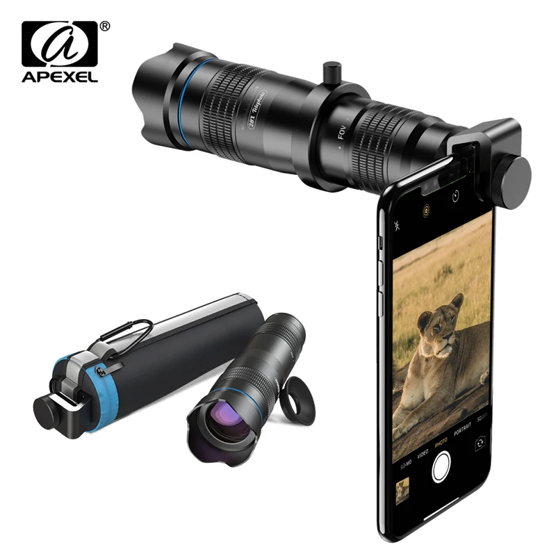 APEXEL HD 28X Metal Telephoto Zoom Lens Optic Monocular With Selfie Tripod Phone Camera For Huawei Xiaomi All Smartphone | Мобильные