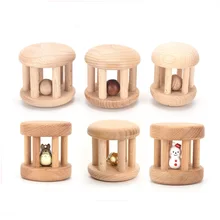 

Baby wooden teether appease rattles natural molar teether children's toys solid wood bed bells children's educational toys