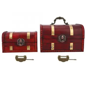 

2pcs Wooden Vintage Jewelry Box Storage Box Desktop Jewelry Container with Lock Key High Quality Jewelry Holder Storage