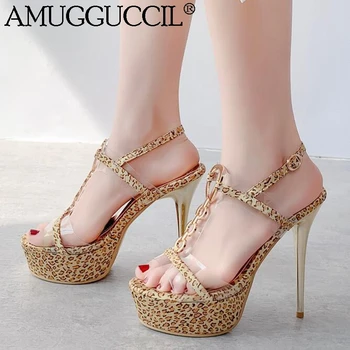 

2020 New Plus Big Size 31-50 Yellow Buckle Fashion Sexy High Heel Platform Summer Party Female Ladies Women Sandals L1292