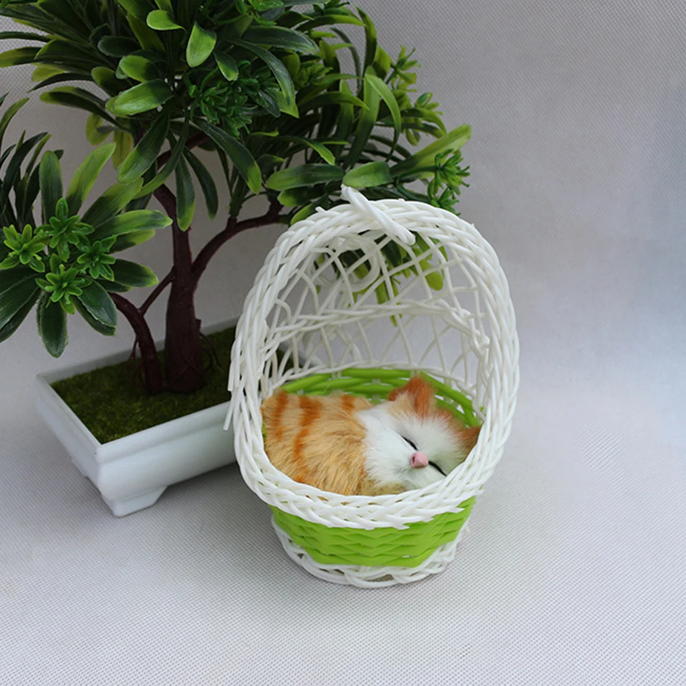 Моделирование милые кошки котенок звук плюшевая кукла игрушка подвесная корзина украшение дома