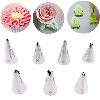 

7 Pcs/set Leaf Pastry Tips Stainless Steel Icing Piping Nozzles Leaves Metal Cake Cream Decorating Mold Cupcake Pastry Tools
