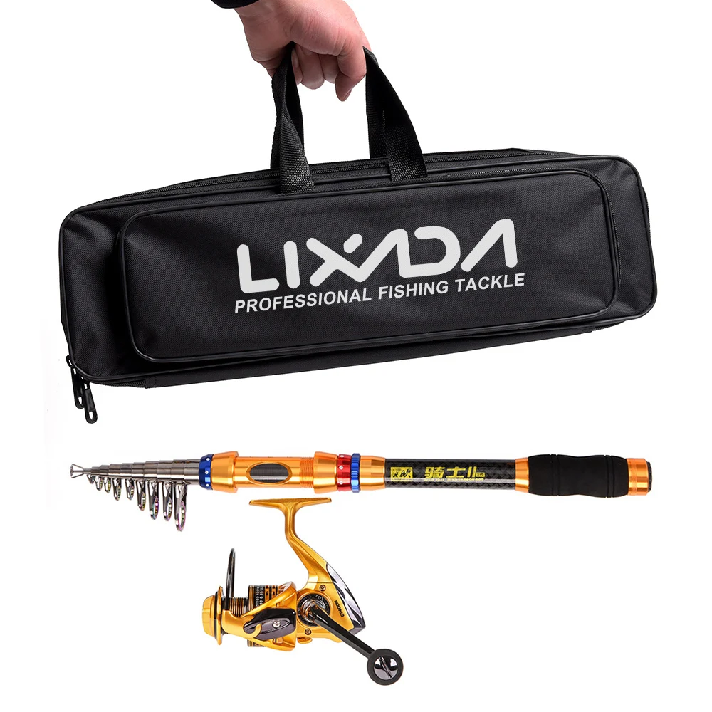 

Lixada Spinning Fishing Reel and Rod Combo Portable Telescopic Fishing Pole Reel Set with Fishing Tackle Bag Carrier Case