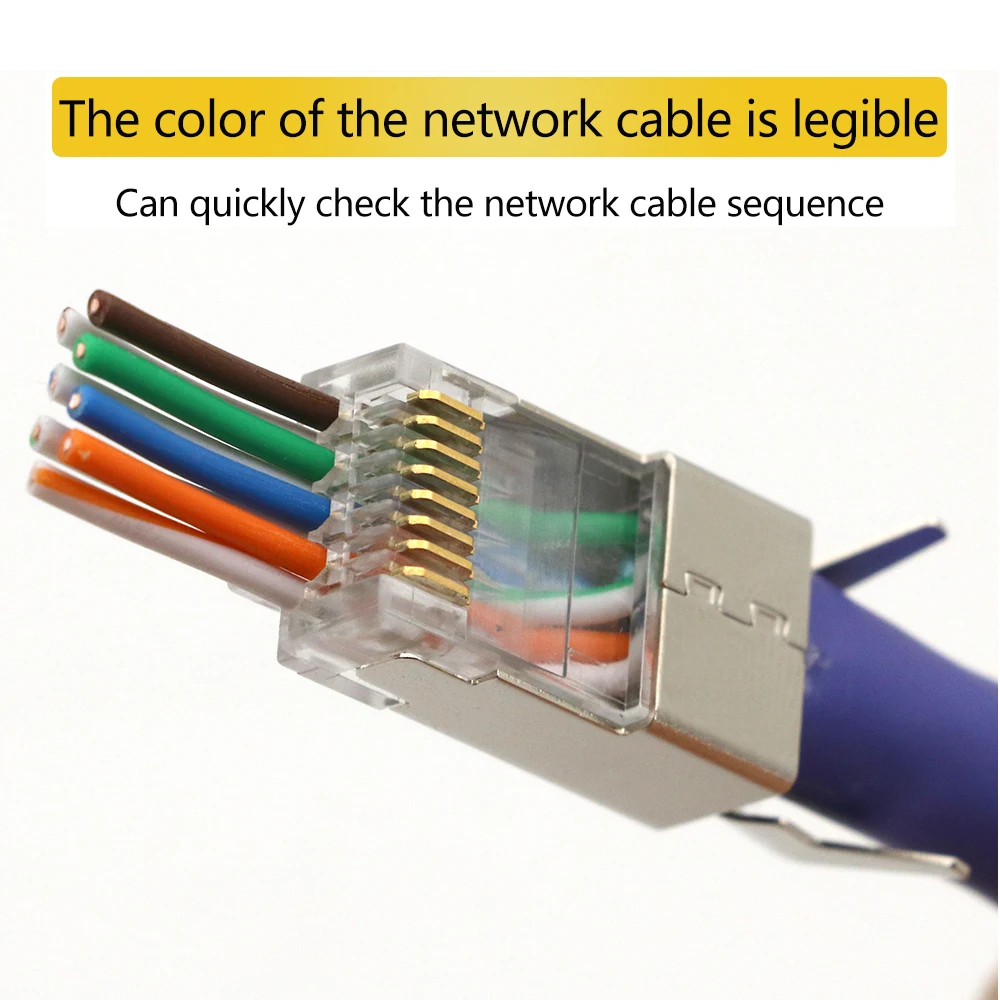 Conector RJ45 Cat8 RJ45 8P8C, Cable Modular Ethernet Cat 8, conector de  cabeza FTP chapado en oro, conector de red de engarce RJ45 Cat8