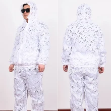 Белоснежка 2 шт. Спорт на открытом воздухе Кемпинг с капюшоном топы+ брюки Снайпер Ghillie костюм практичный снег спортивный инвентарь