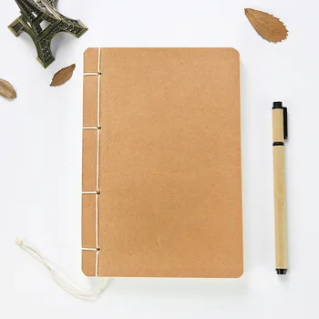 

1PC B5/A5 High quality Line mounted Note Book Retro Creative Kraft Paper Blank Inner Page Antique Sketch DIY Soft Cover Notebook