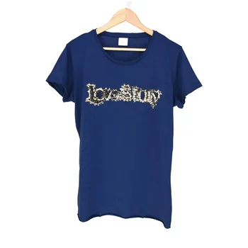 

Pk Summer Sequins Letter Nail Drill Short Sleeve T Shirt 85063