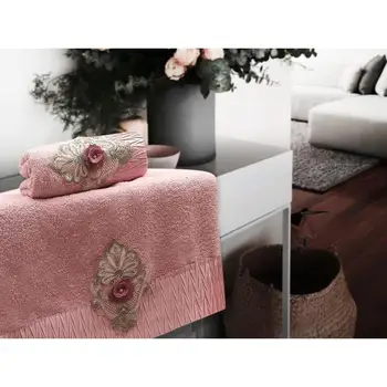 

Cotton With Pearls 3D Bath Set Lovers Powder