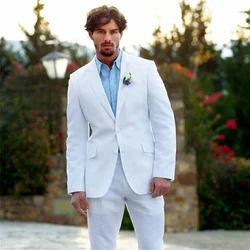 2021 New High-Quality Customized White Men's Suit With Notched Lapels Fashionable Slim Groom Wedding 2- Piece Set (Coat + Pants)