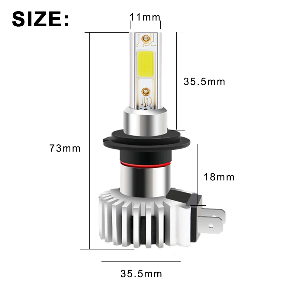 2 шт. H7 Автомобильный светодиодный головной светильник тумана светильник набор ламп 60W 8000LM 6000 K-6500 K белый Авто головного средства ухода за кожей Шеи светильник аксессуары для ламп