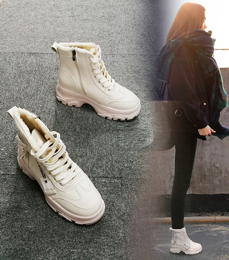 

Women Winter Boots Fur Women's Chunky Boots Platform Sneakers Combat Boots Woman White Sneaker Boots Ankle Boots Anfibi Donna