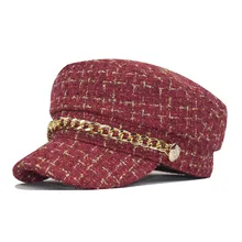 Осенняя шапка зимняя Шерстяная кепка Newsboy s Ретро клетчатая дикая Военная Кепка Женская модная плоская армейская Кепка Козырек для девочки дорожные береты