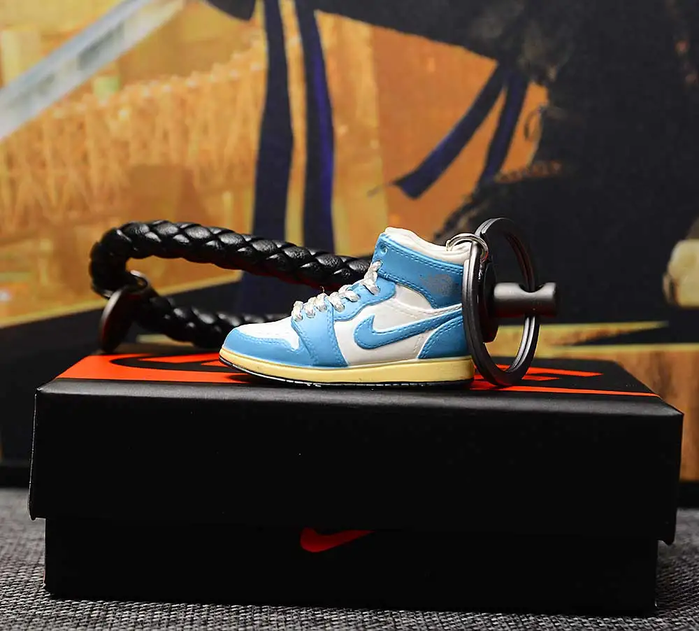 a shoe w rope Дропшиппинг aj1 offwhite Chicago Unc брелок в виде кроссовка Air Jordan 1 3D мини-кроссовки запатентованный спортивный обувной брелок с кроссовком - Цвет: a shoe w rope