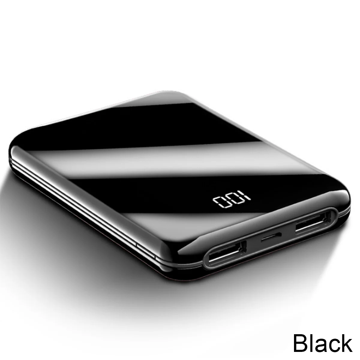 Портативный мобильный мощность двойной usb зарядный порт внешний аккумулятор светодиодный экран дисплей мощность для IPhone11 XR 7 8 источник быстрой зарядки - Цвет: Black