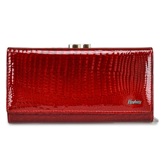 HH Genuine Leather Women's Wallet Alligator Long Hasp Zipper Wallet Ladies Clutch Money Bag New Female Luxury Coin Purses 2