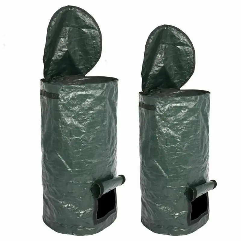 Collapsible Garden Yard Compost Bag with Lid Environmental Organic Ferment Waste Collector Refuse Sacks Composter Bin | Дом и сад