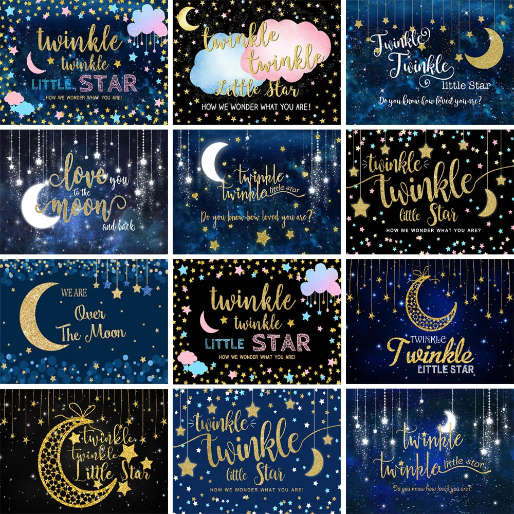 Mocsicka Twinkle Little Star Baby Shower Sfondo Bambino 1 ° Compleanno Shining Star S Moon Party Photography Background Photocall