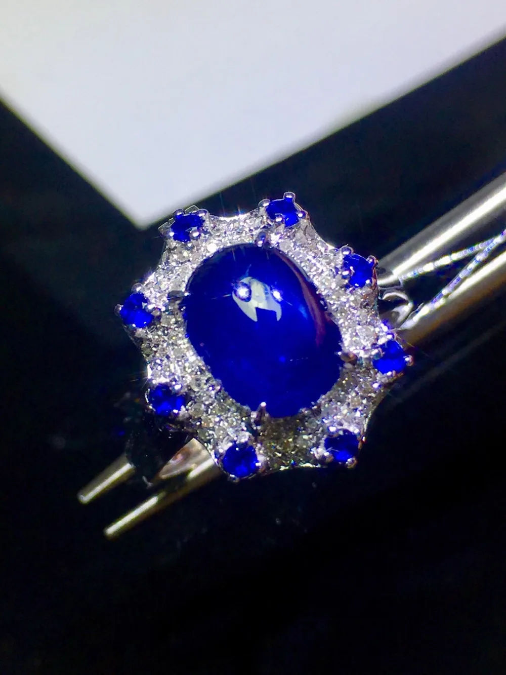 926 ювелирные украшения 18 K золото AU750 натуральный натуральный синий сапфир 2.76ct Золотая подвеска Бриллиантовая ожерелья из драгоценных камней для женщин