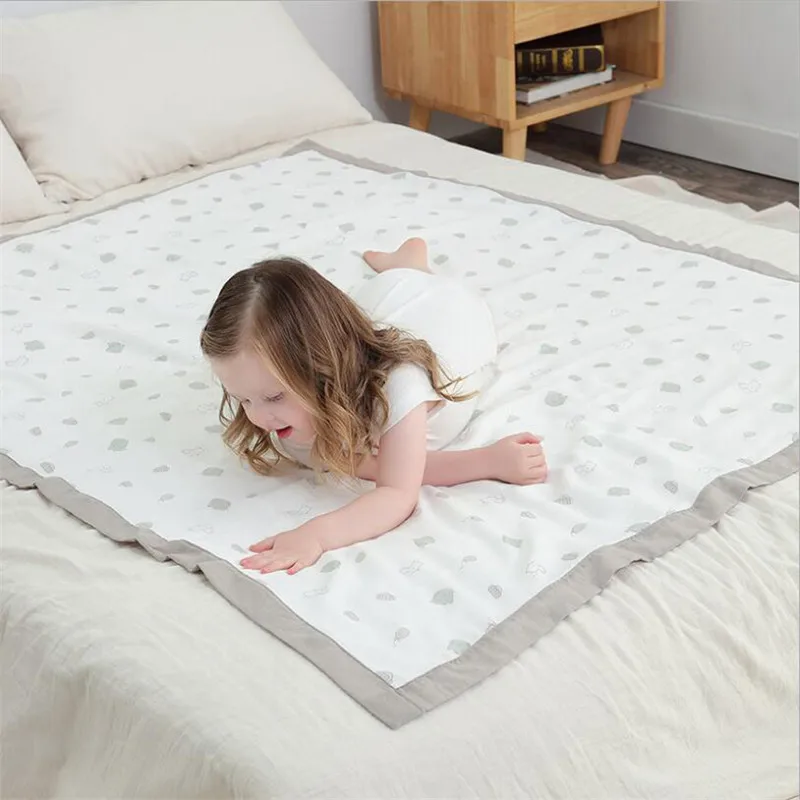 120x150cm 4 and 6 Layers Bamboo Fiber Muslin Swaddle Baby Blankets Wrap Newborn Baby Kids Bath Towel Children Sleeping Blanket 3