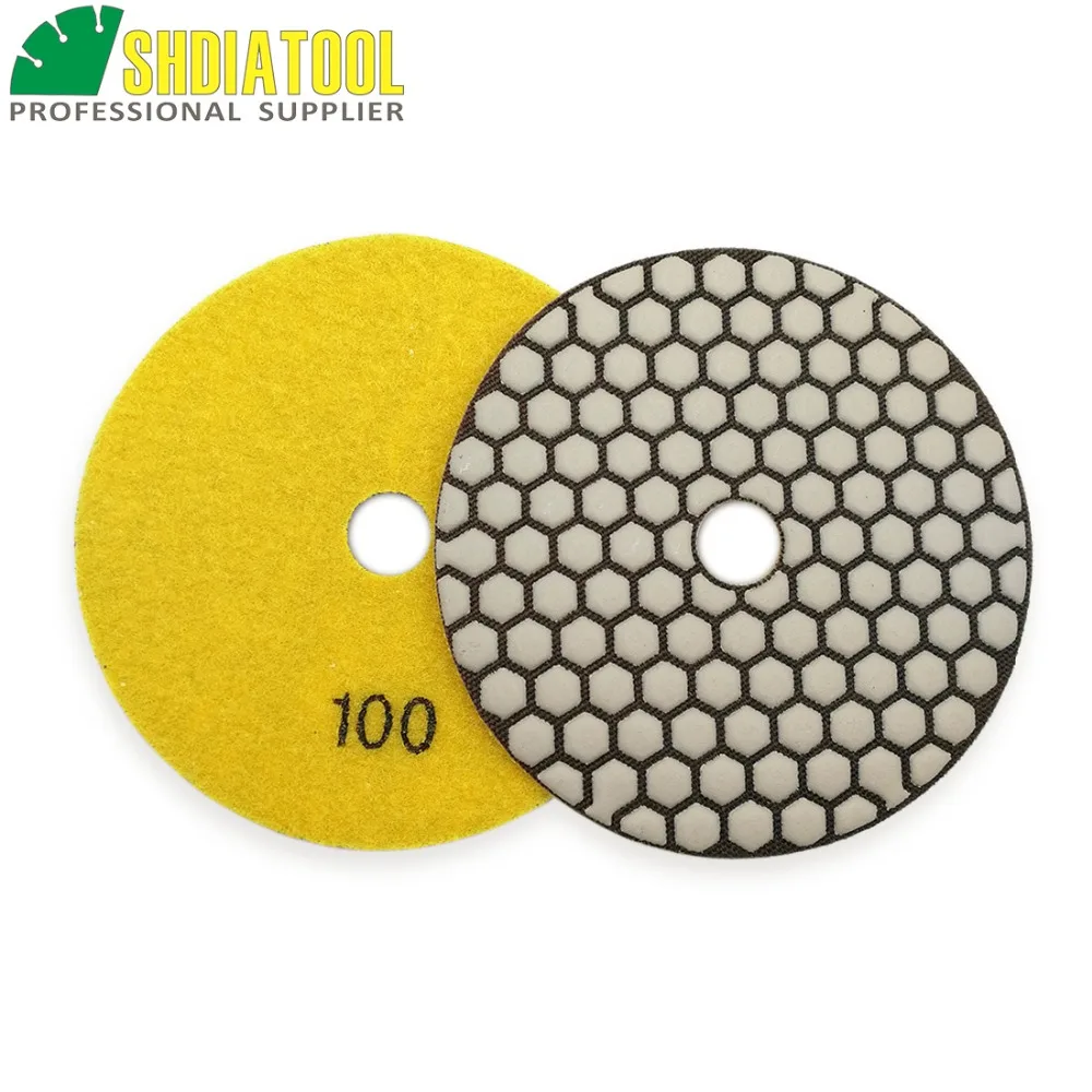 DIATOOL 4 шт. Diam125mm #100 B сухой полировки 5 "Смола Бонд алмазные гибкие шлифовальные площадки для гранит мрамор керамический плоскошлифовальная