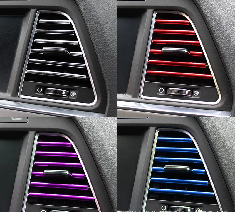 10 Pcs Car Accessories DIY Car Interior Air Conditioner Outlet Vent Grille Chrome Decoration Strip Silvery car styling 10 Pcs Car Accessories DIY Car Interior Air Conditioner Outlet Vent Grille Chrome Decoration Strip Silvery car styling